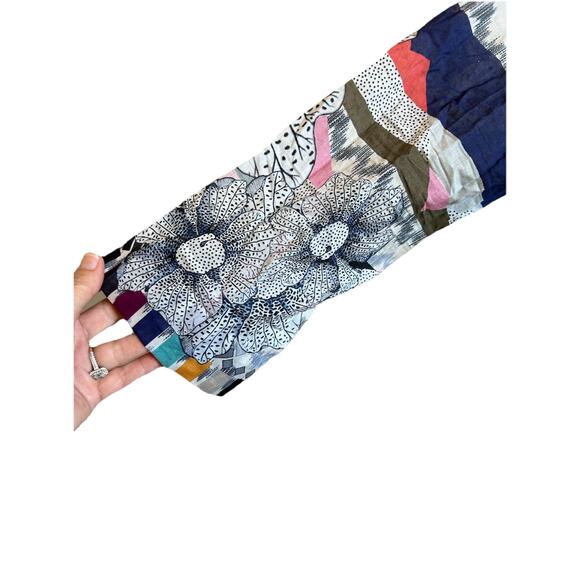 Beaded TUNIC Med KAFTAN COCO Dress V-Neck Flowers Boho Patchwork Coverup ZARA - Picture 2 of 12